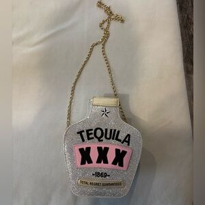 Silver and Pink Tequila Bottle Crossbody Bag